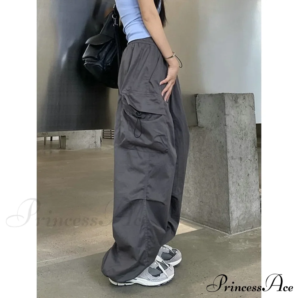 Casual Straight Wide Leg Pockets Joggers Trousers - Image 4