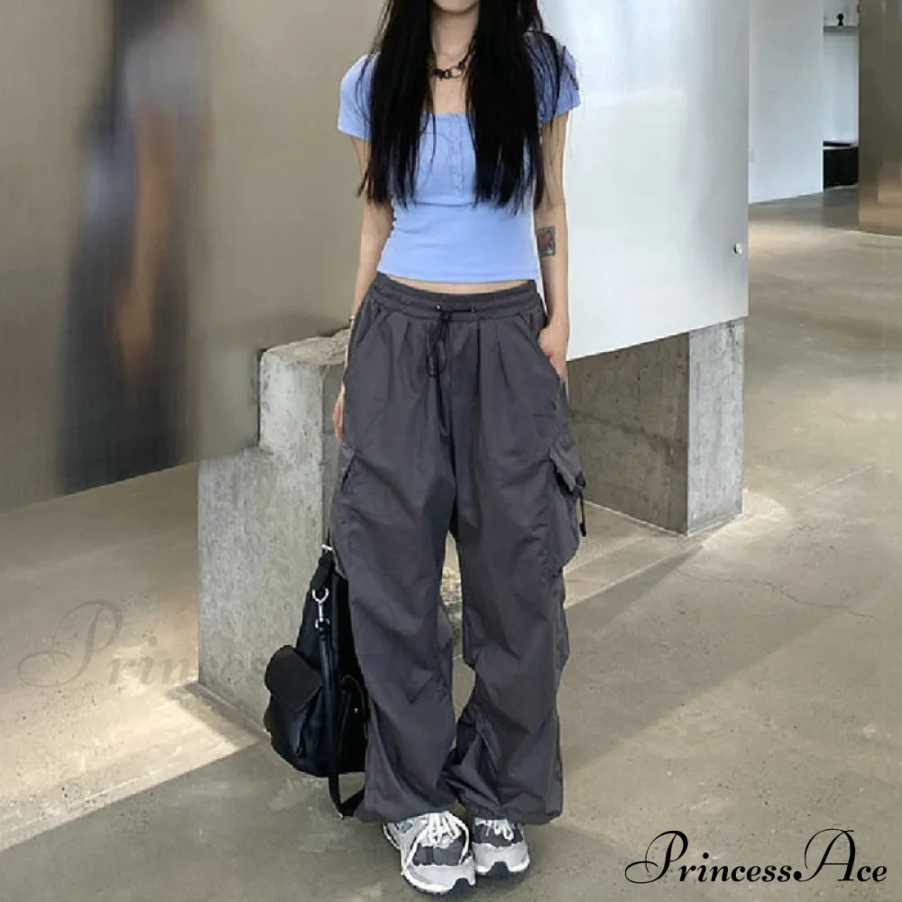 Casual Straight Wide Leg Pockets Joggers Trousers - Image 8