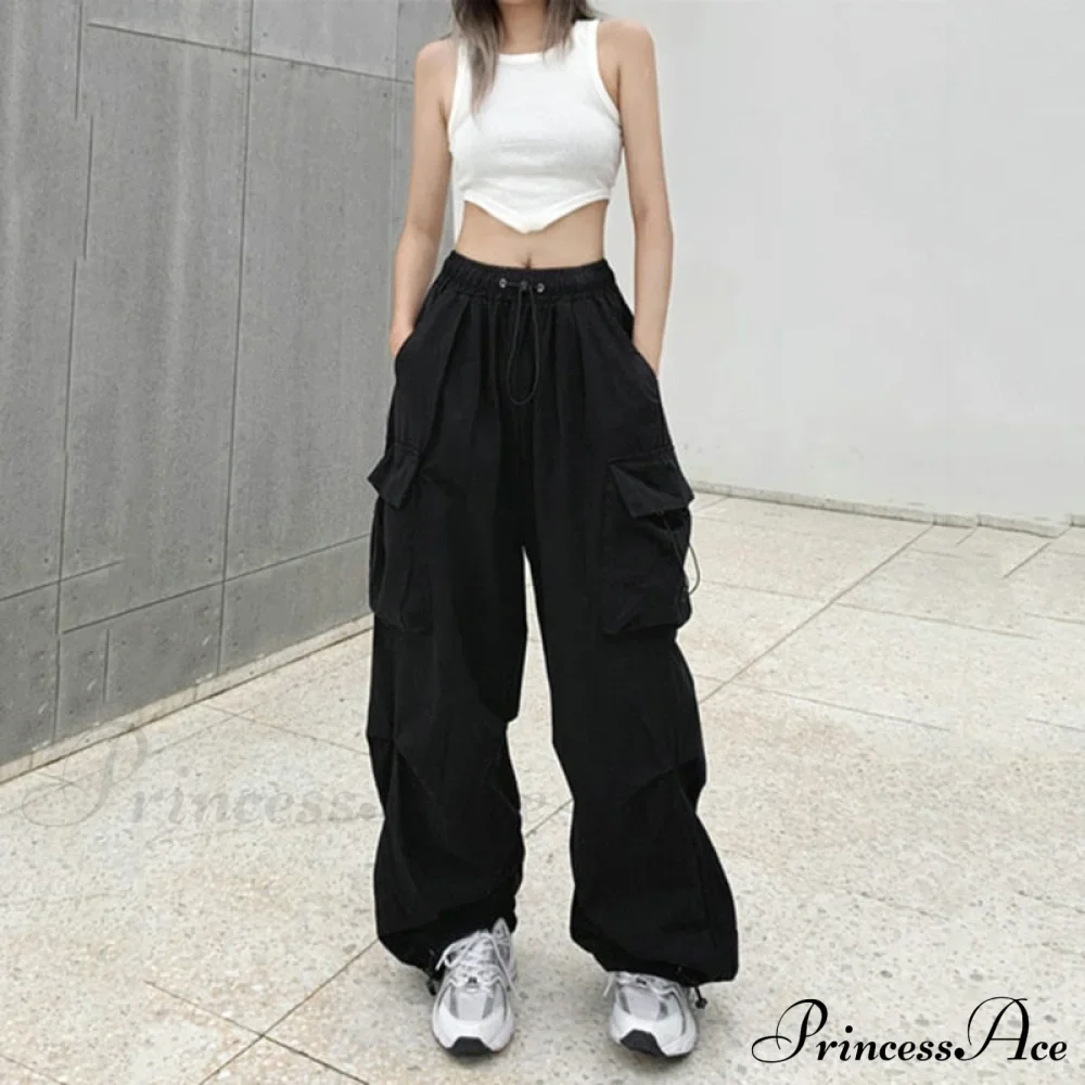 Straight Trousers Fashion Wide Leg Pockets Joggers Trousers - Image 5