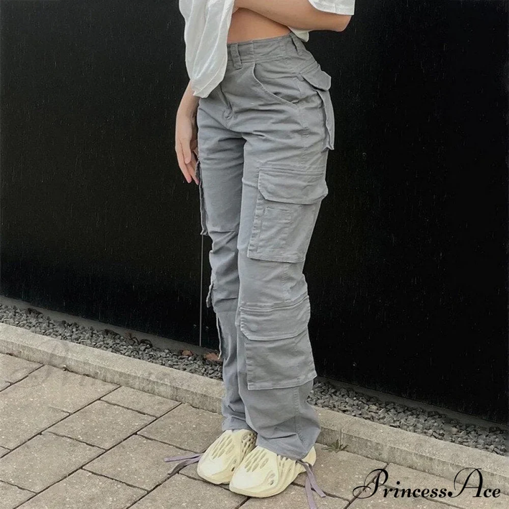 Streetwear Pockets Wide Leg High Waist Straight Trousers - Image 11