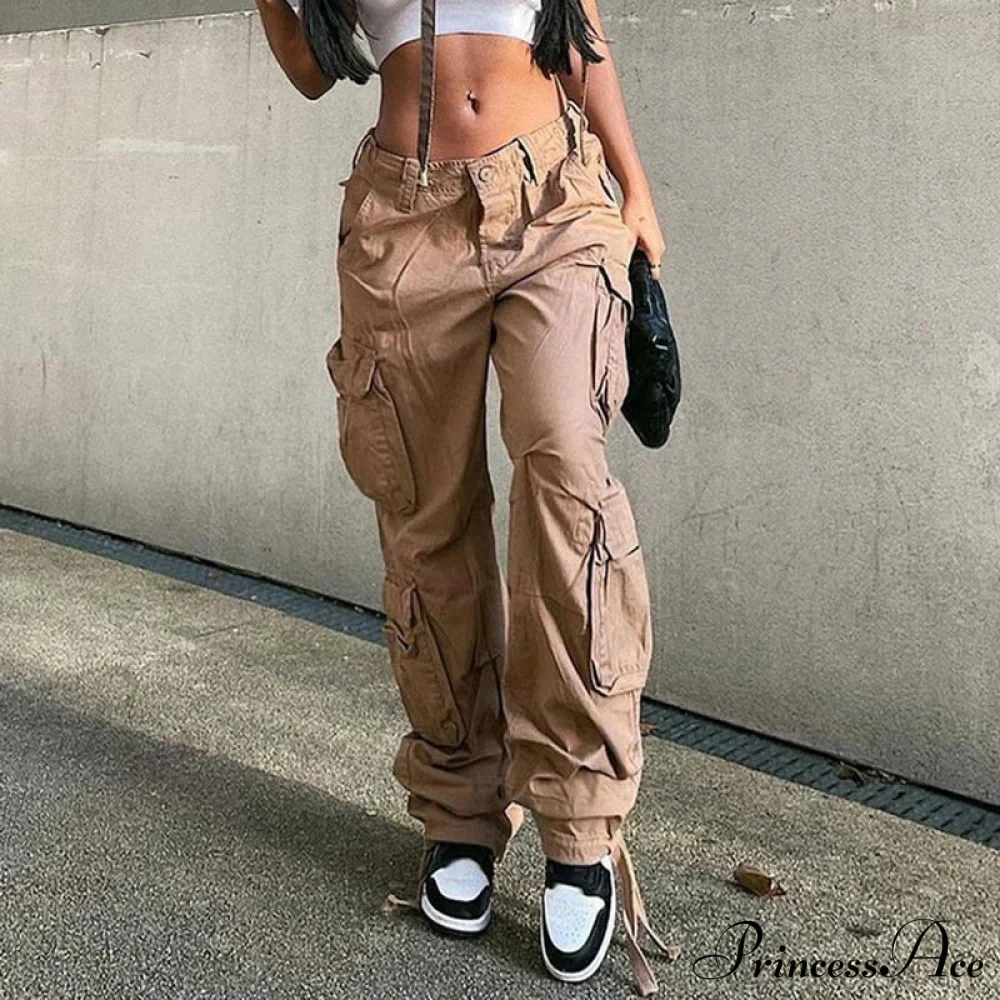 Streetwear Pockets Wide Leg High Waist Straight Trousers - Image 4