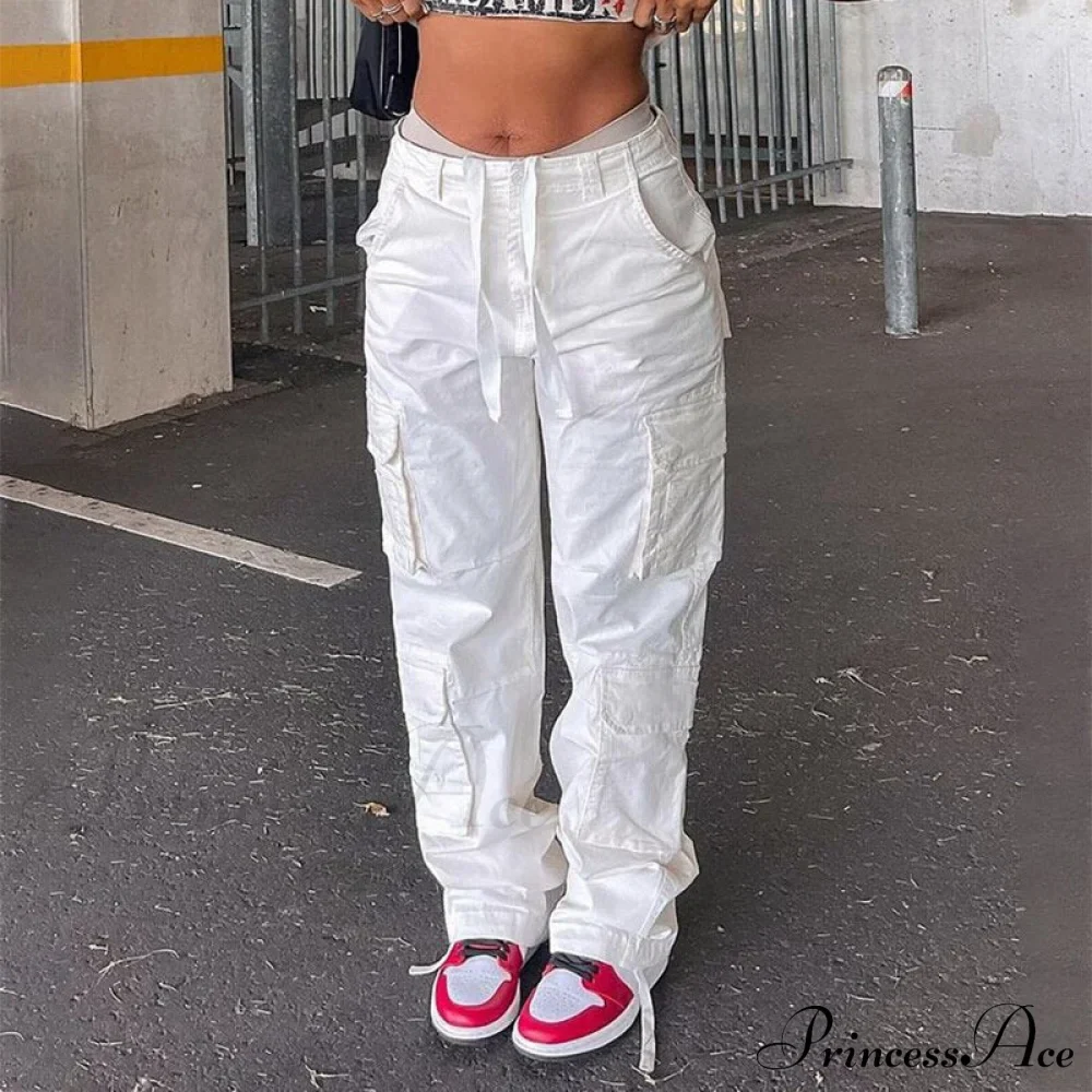 Streetwear Pockets Wide Leg High Waist Straight Trousers - Image 5