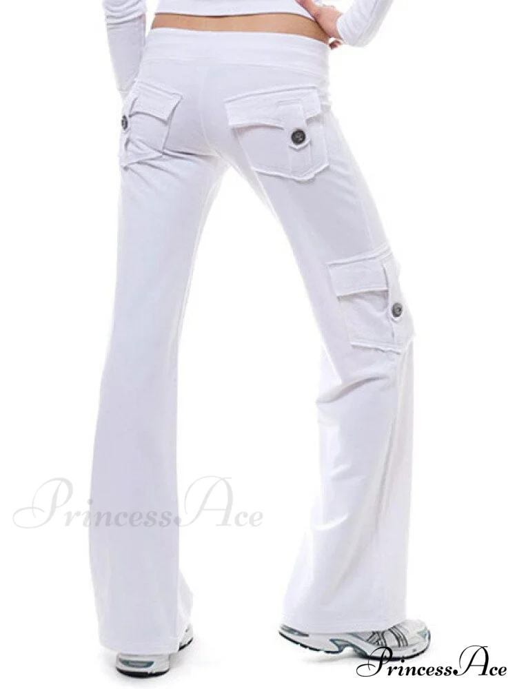 Solid Color Cargo Jogger Drawstring Elastic Waist Trousers - Image 7