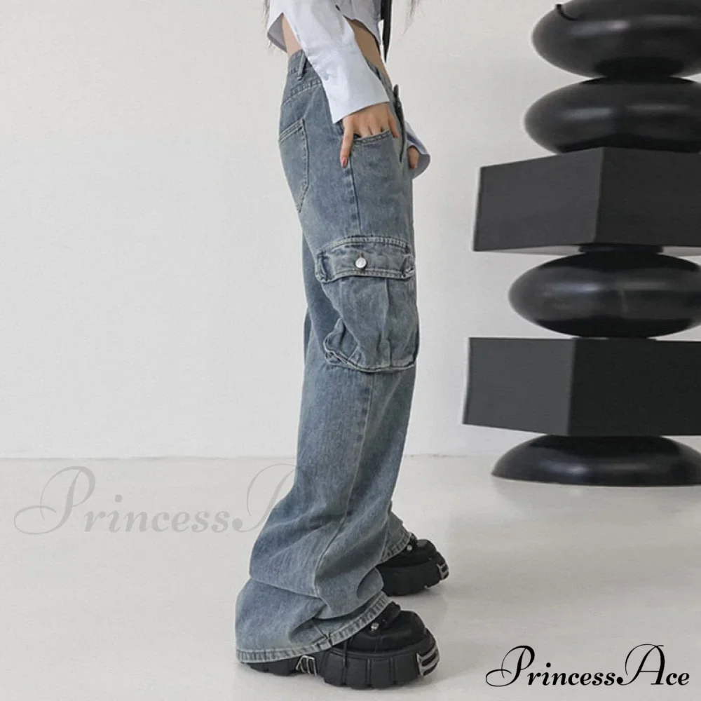 Wide Leg High Waist Straight Trousers Overalls - Image 5