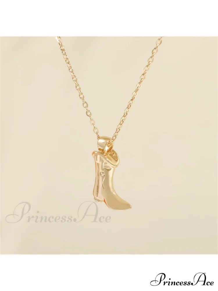 1pc Retro Punk Style Western Cowboy Boot Shaped Pendant Necklace, - Image 4