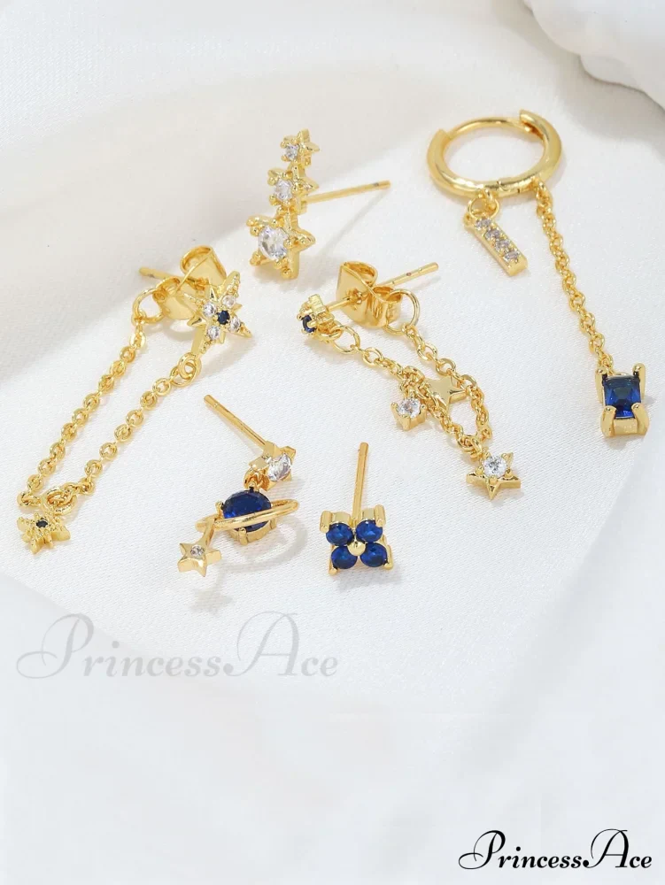 6pcs/set Cubic Zirconia Decor Earrings - Image 4
