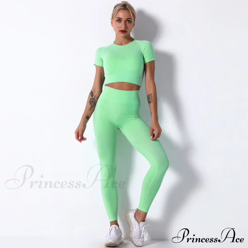 Women Seamless Sports Fitness Tracksuit Running Leggings - Image 9