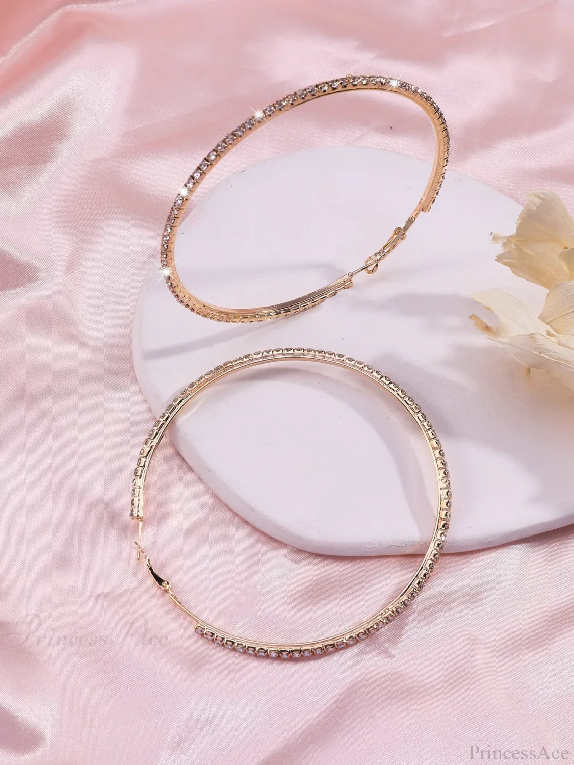 Minimalist Rhinestone Inlaid Chunky Hoop Earrings - Image 6
