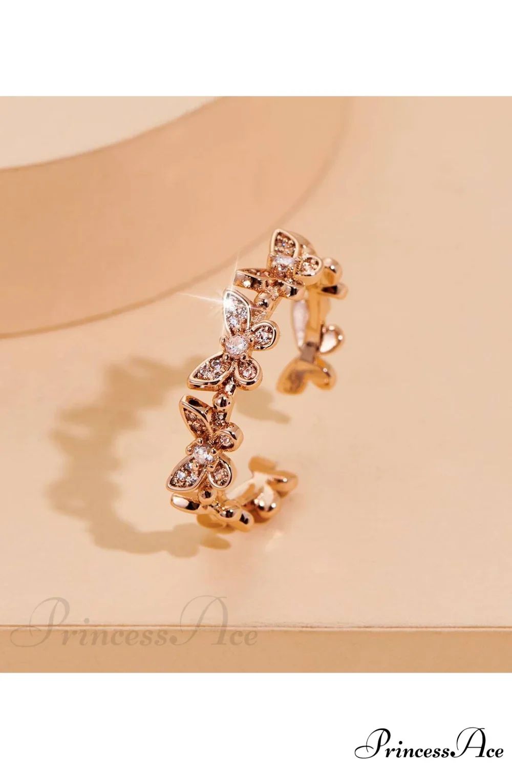 Rhinestone Butterfly Decor Cuff Ring - Image 11