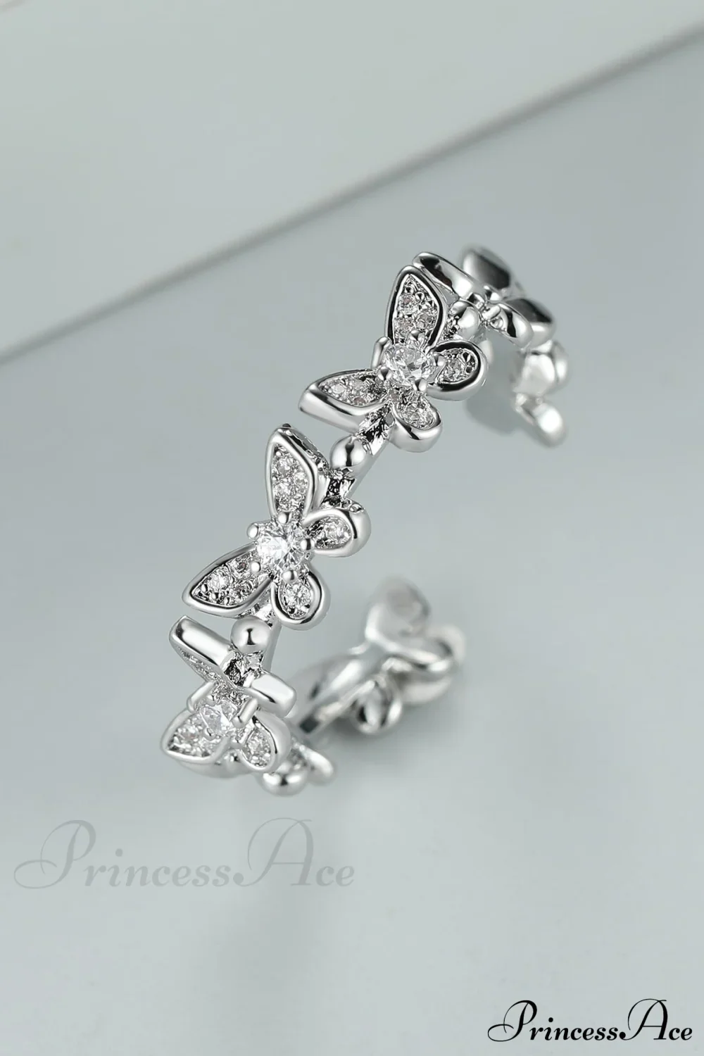 Rhinestone Butterfly Decor Cuff Ring - Image 8