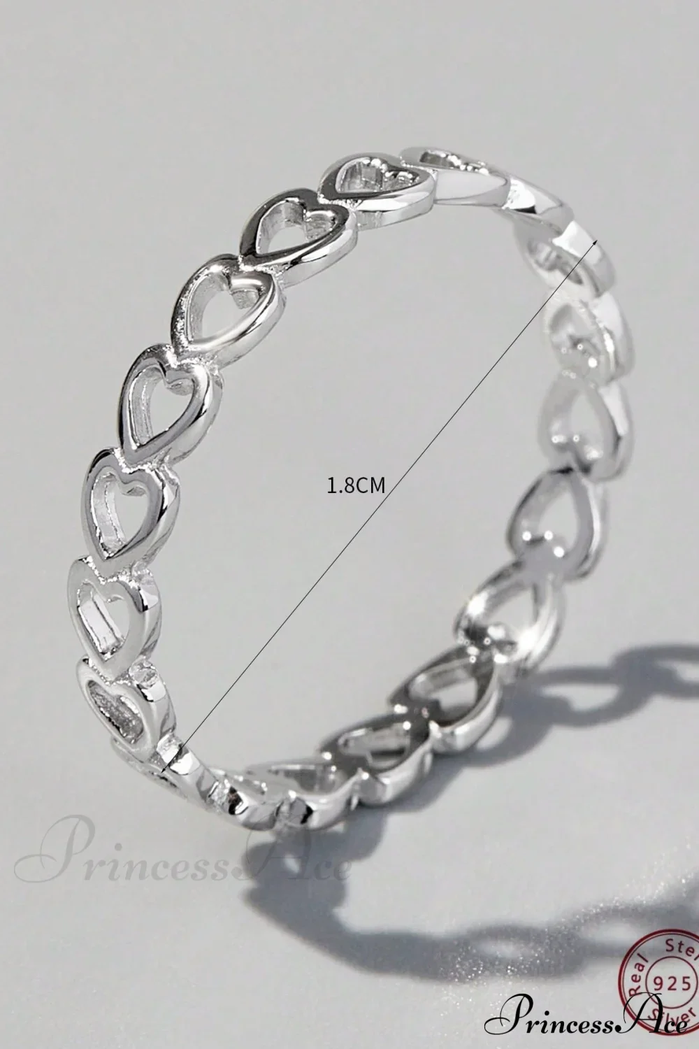 Heart Design Silver Wedding Band Ring - Image 3