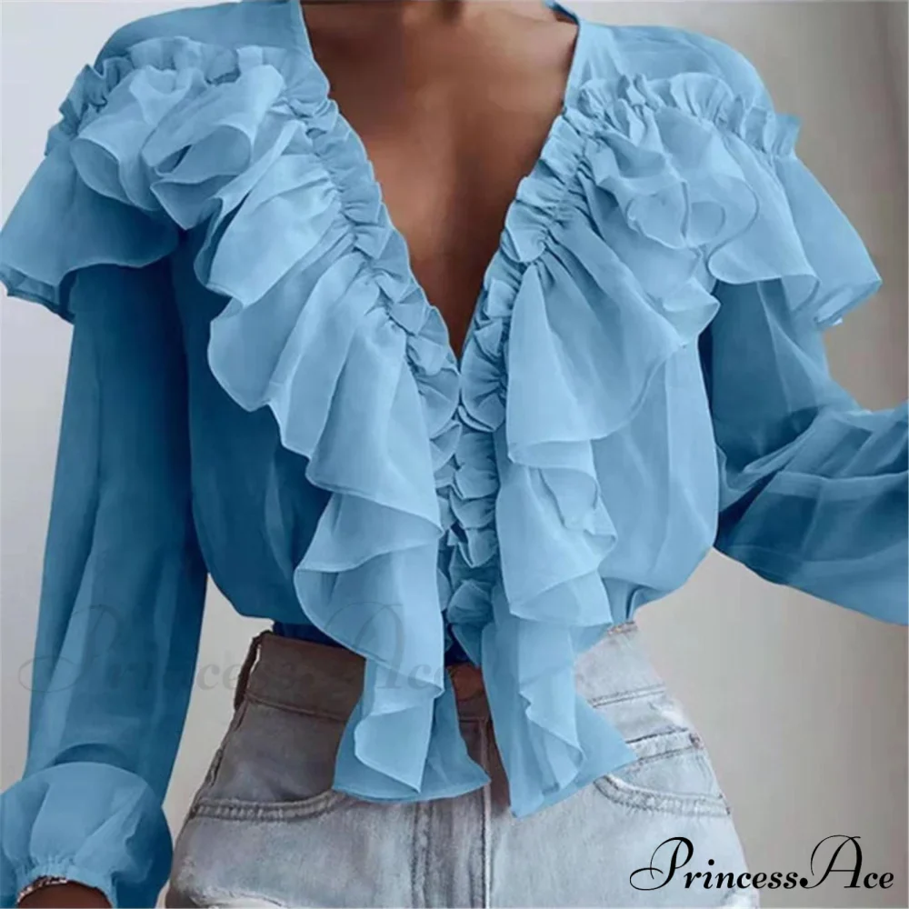 Chiffon Shirt Work Casual Lady Solid Color - Image 4
