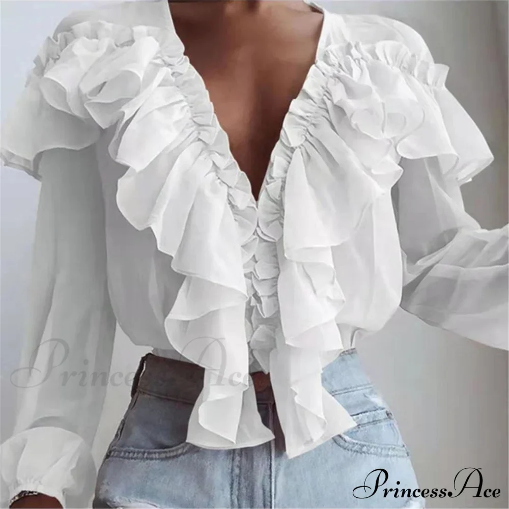 Chiffon Shirt Work Casual Lady Solid Color - Image 5