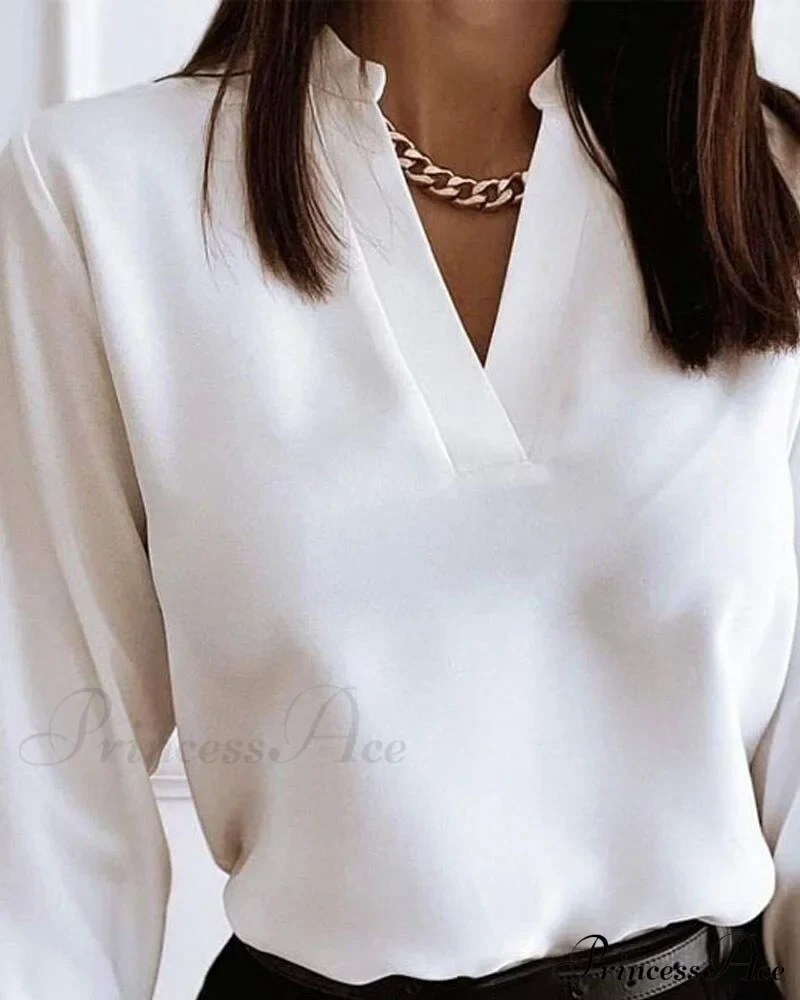 Office Lady Chain Printed Pullover Blouse - Image 13