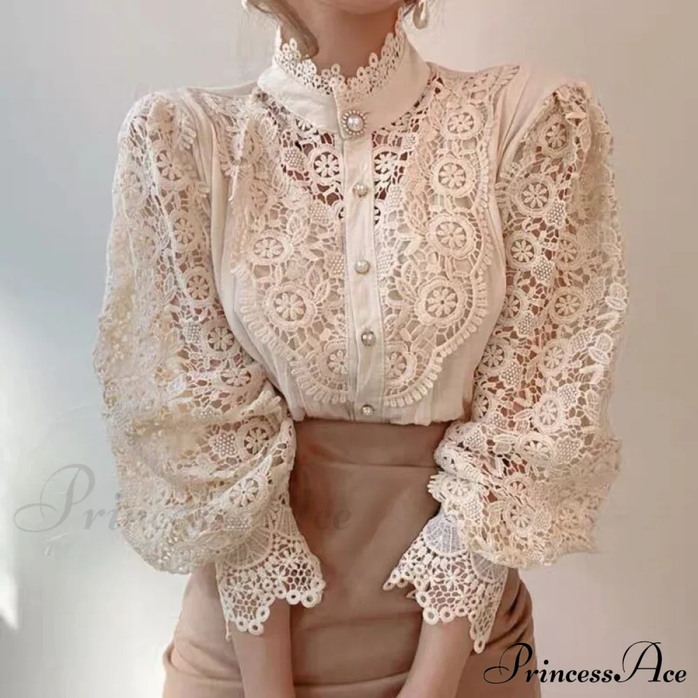 Solid Button Stand Collar Plus Size Blouse - Image 10