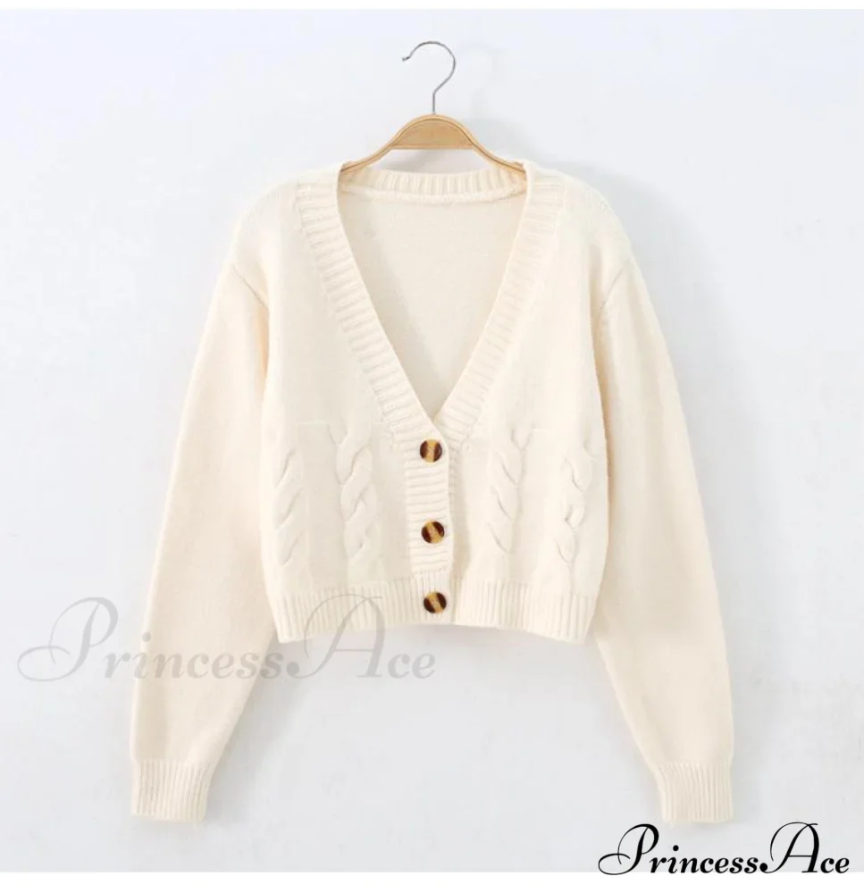 Solid Color Single-breasted Knit Cardigan - Image 4