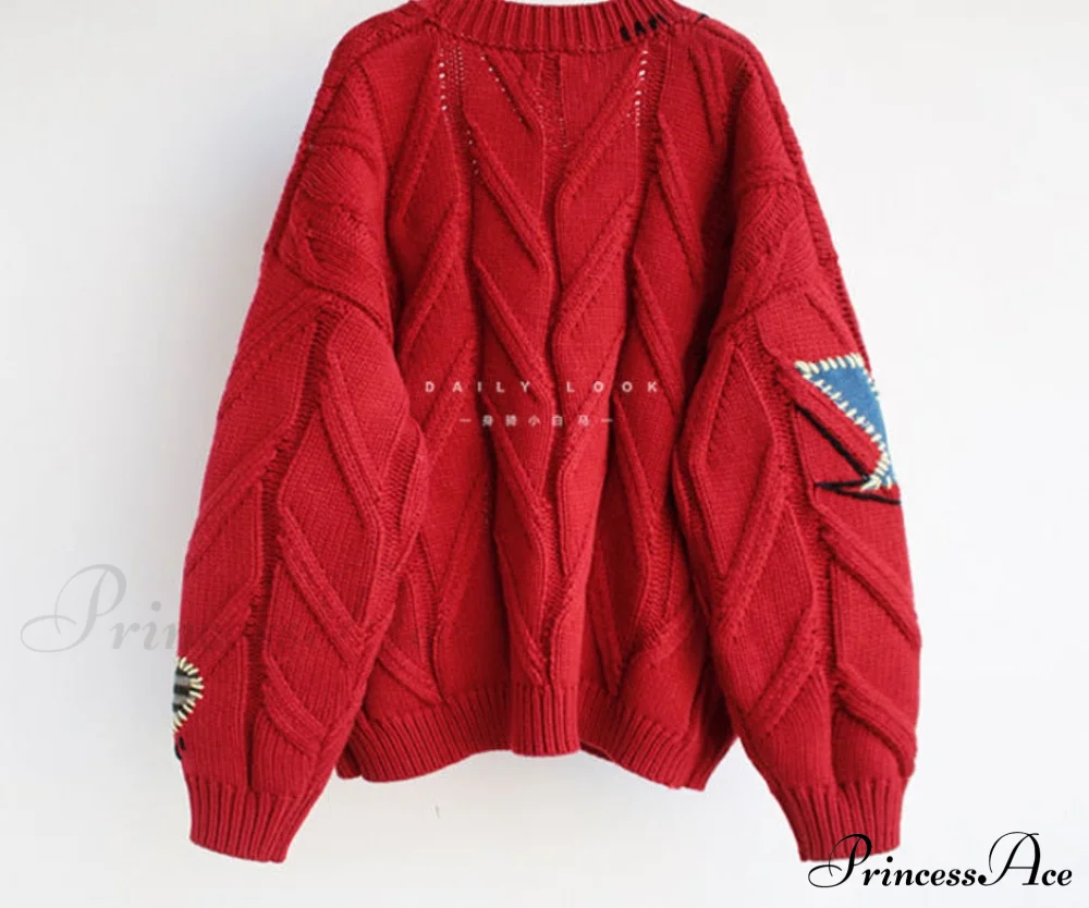 Jacket Loose Pocket Embroidery Fashion Knit Cardigan - Image 17