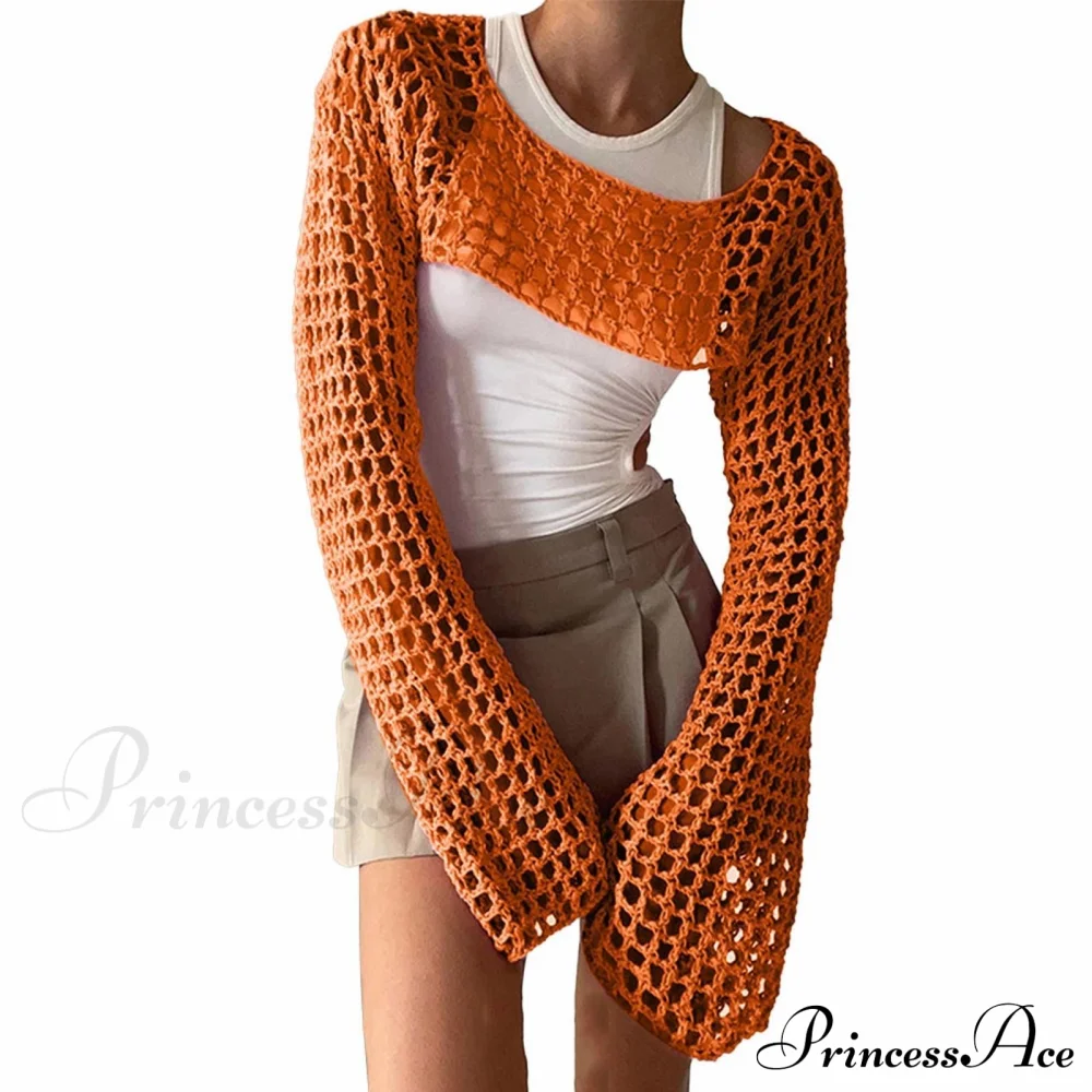 Summer Sexy Long Sleeve Smock Knitted Crop Top - Image 13