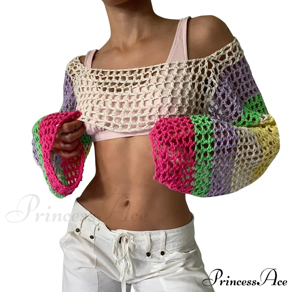 Summer Sexy Long Sleeve Smock Knitted Crop Top - Image 15