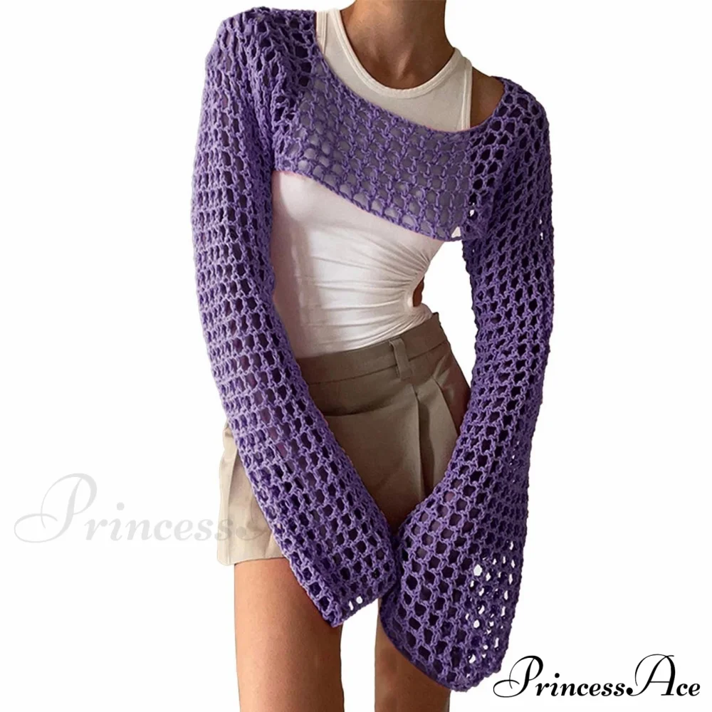 Summer Sexy Long Sleeve Smock Knitted Crop Top - Image 8
