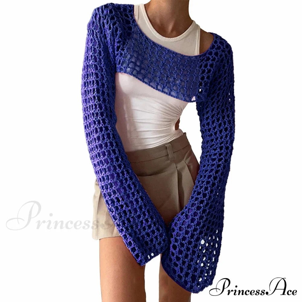 Summer Sexy Long Sleeve Smock Knitted Crop Top - Image 9