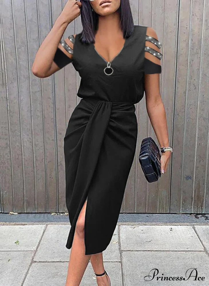 asual V-neck Lace Long Sleeve Elegant Party Dress - Image 8