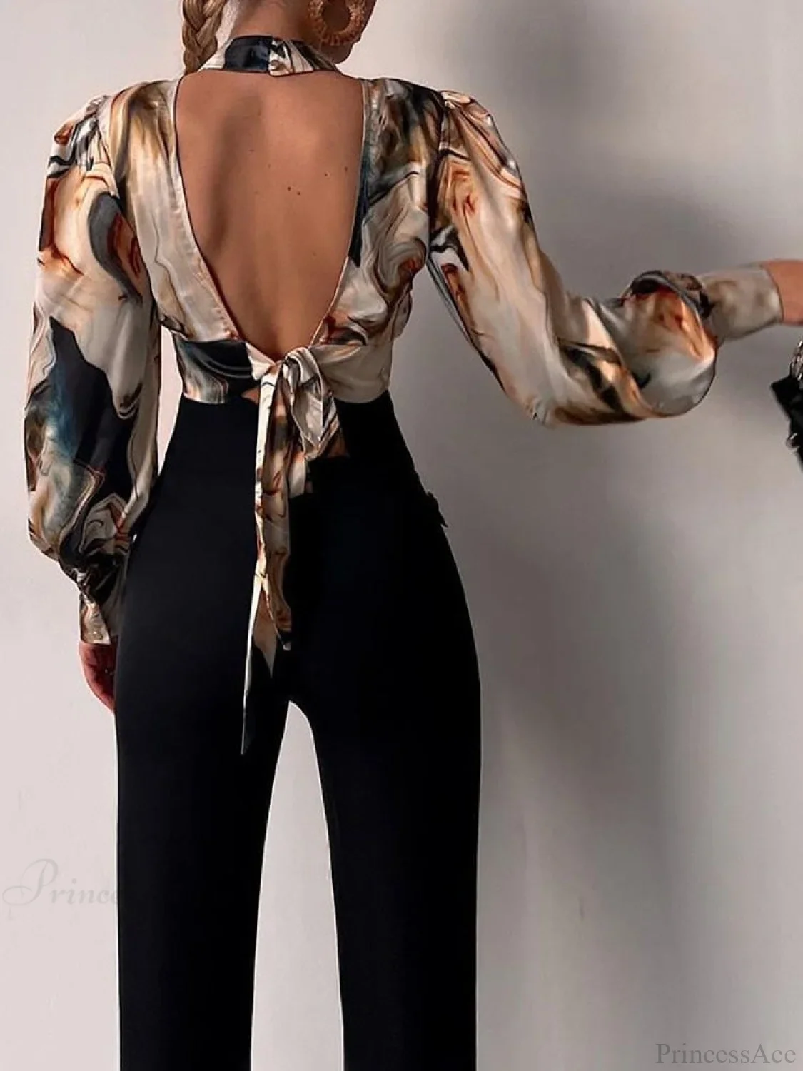 Office LadySlim Stand Collar Long Sleeve Blouse - Image 3