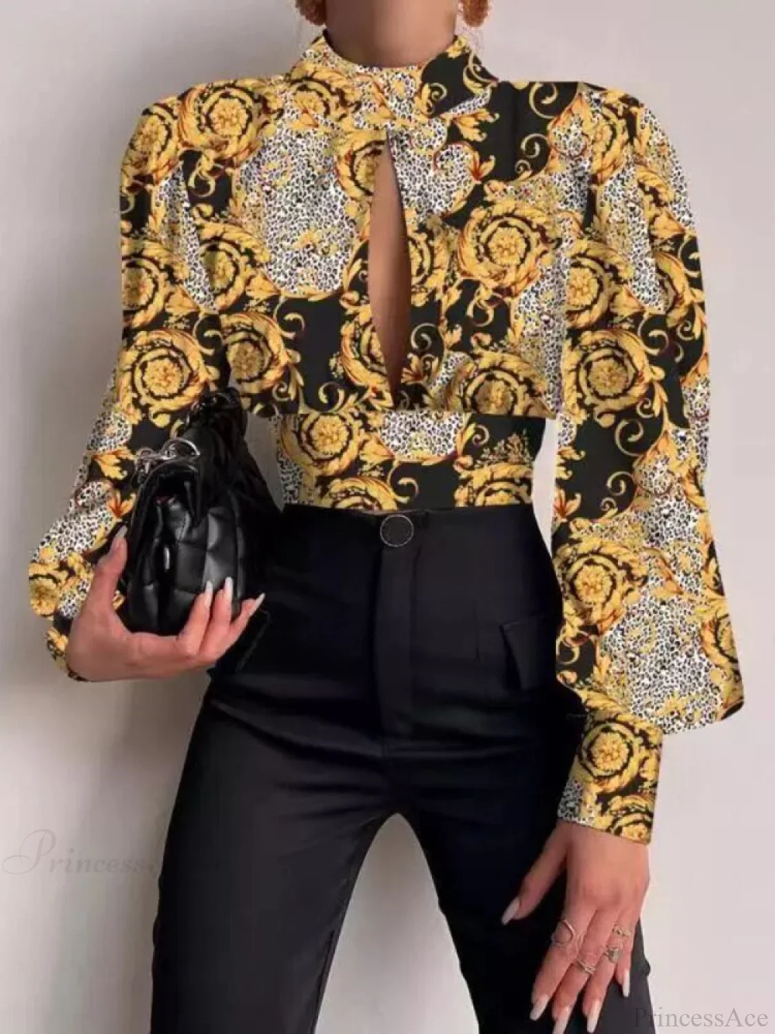 Office LadySlim Stand Collar Long Sleeve Blouse - Image 5