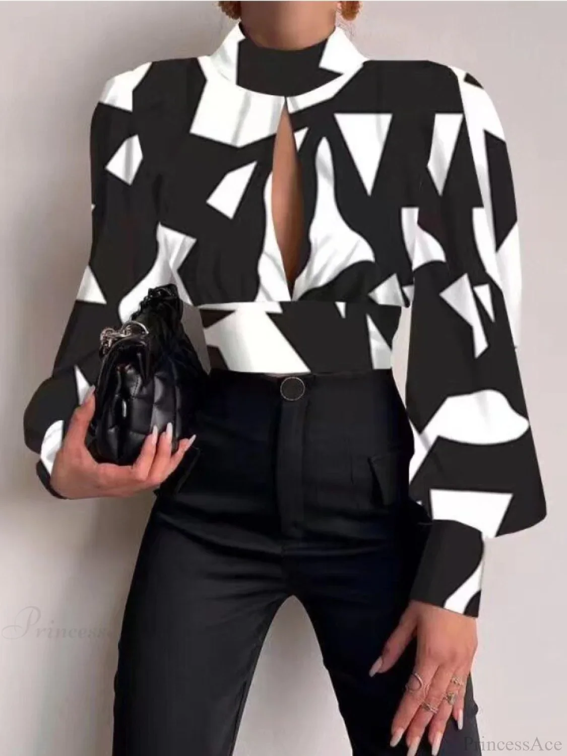 Office LadySlim Stand Collar Long Sleeve Blouse - Image 7