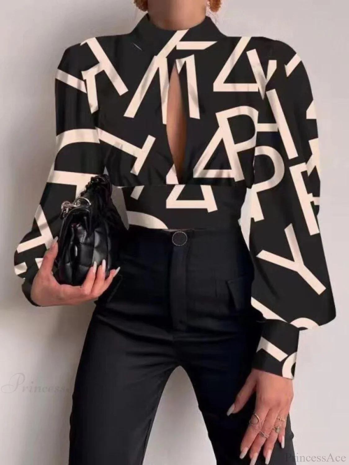 Office LadySlim Stand Collar Long Sleeve Blouse - Image 9
