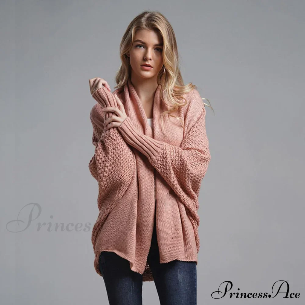 Oversized Sweater Knitted Patchwork Batwing Sleeves Cardigan - Image 10