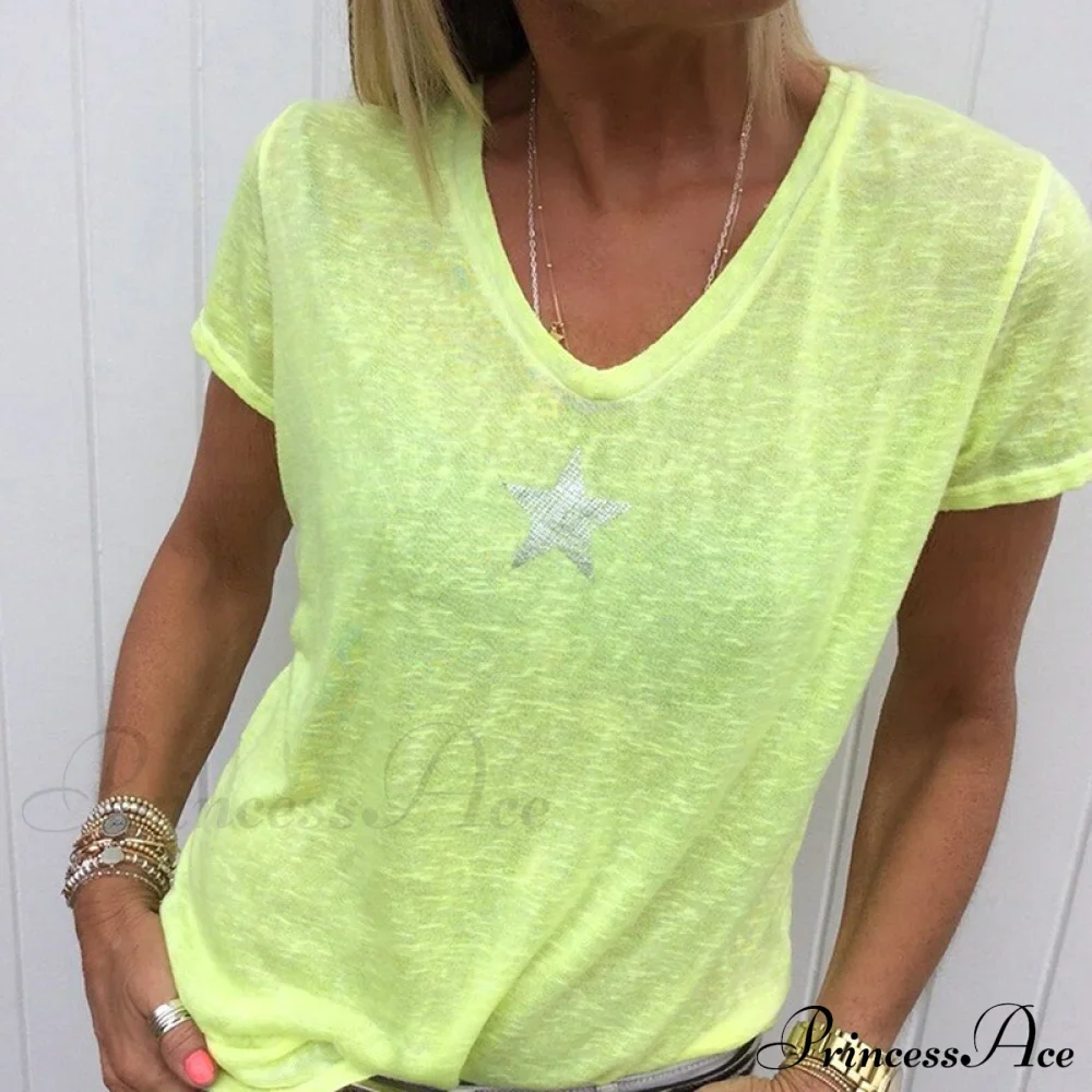 Casual Solid Color Short Sleeve V Neck T-shirt - Image 8