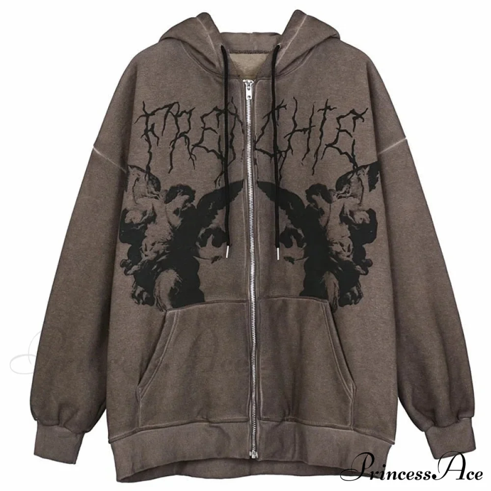 Vintage Printed Zip Up Hoodie - Image 3