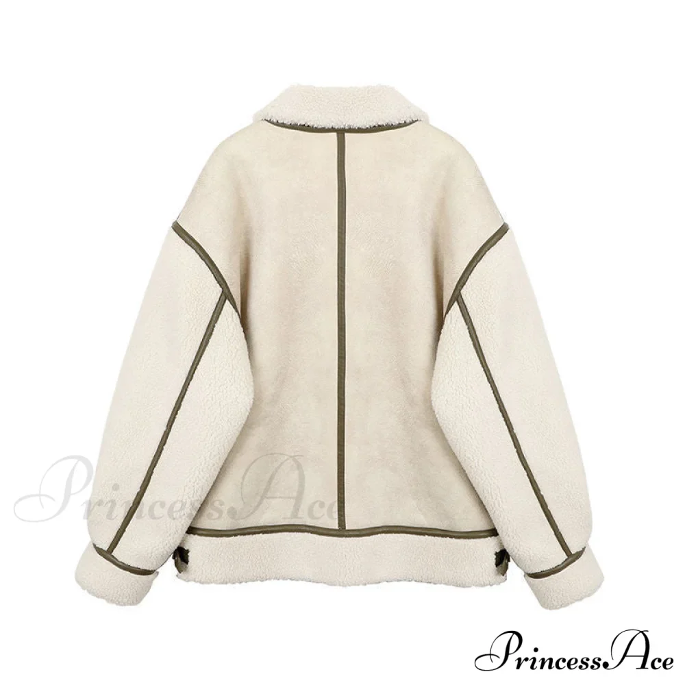 Warm Loose Leather Patchwork Jacket - Image 5