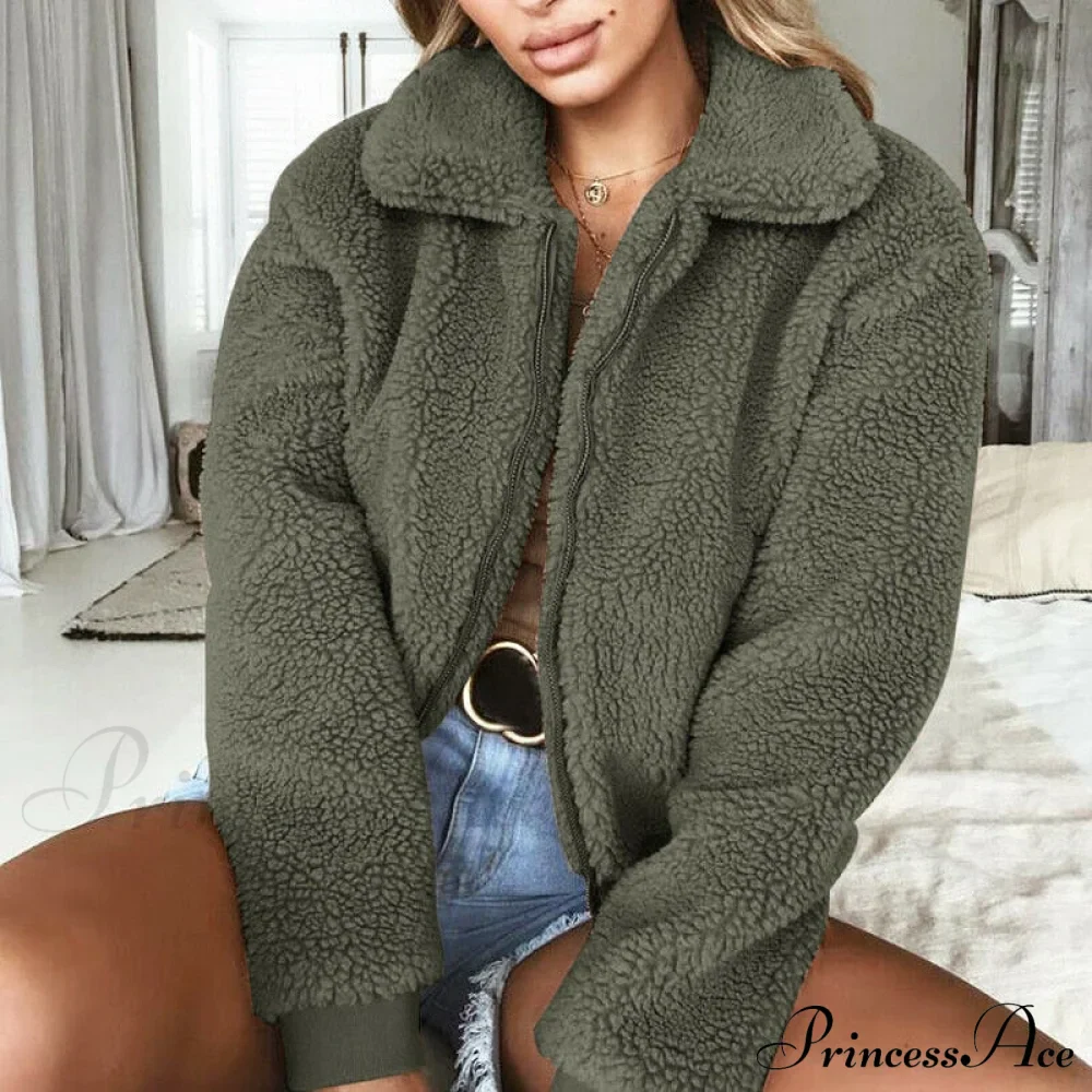 Faux FurWarm Soft Plush Zipper Coat - Image 6