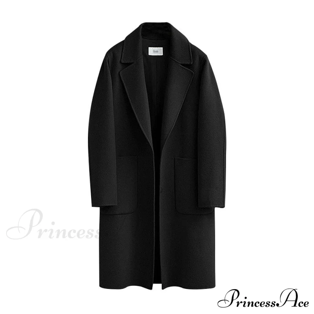 Wool Baggy Long Solid Simple All-match Overcoat - Image 3
