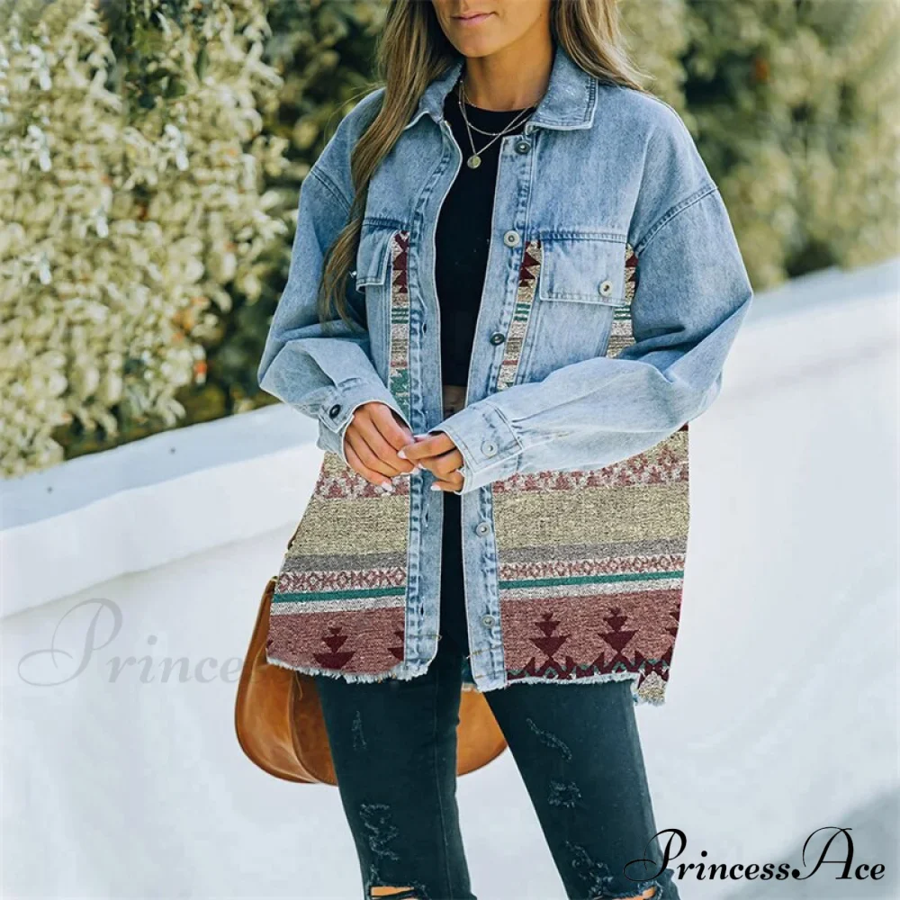 Denim Stitched Wool Coat - Image 19