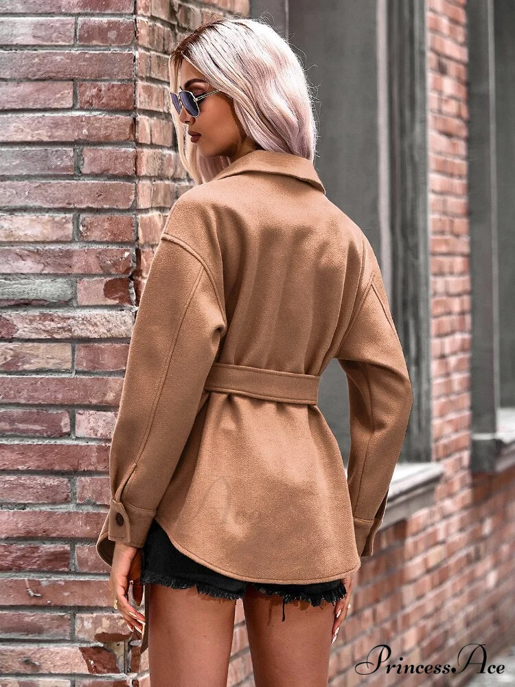 Elegant Long Sleeve Knit Casual Wool Coat - Image 4