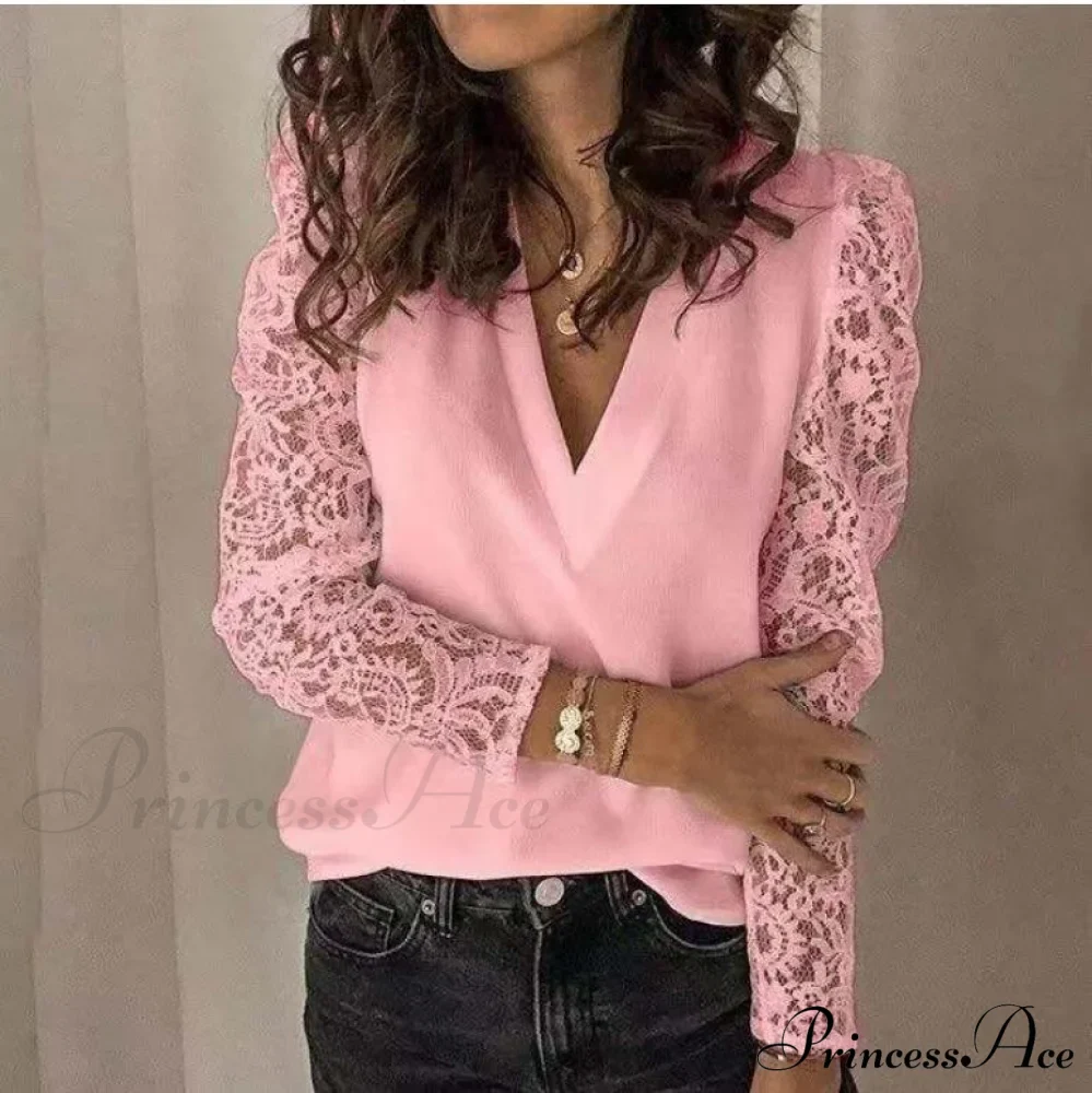 V-neck Lace Hollow Out Top - Image 6