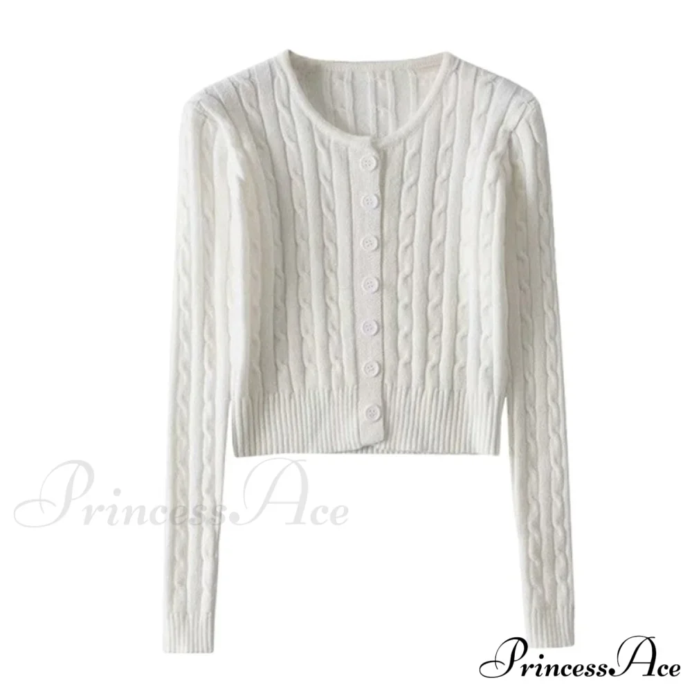 Vintage Long Sleeve Slim Knitted Cardigan - Image 5