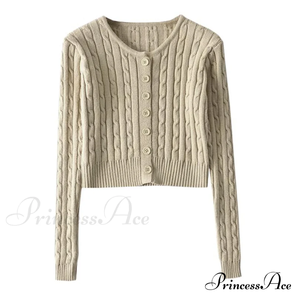Vintage Long Sleeve Slim Knitted Cardigan - Image 8