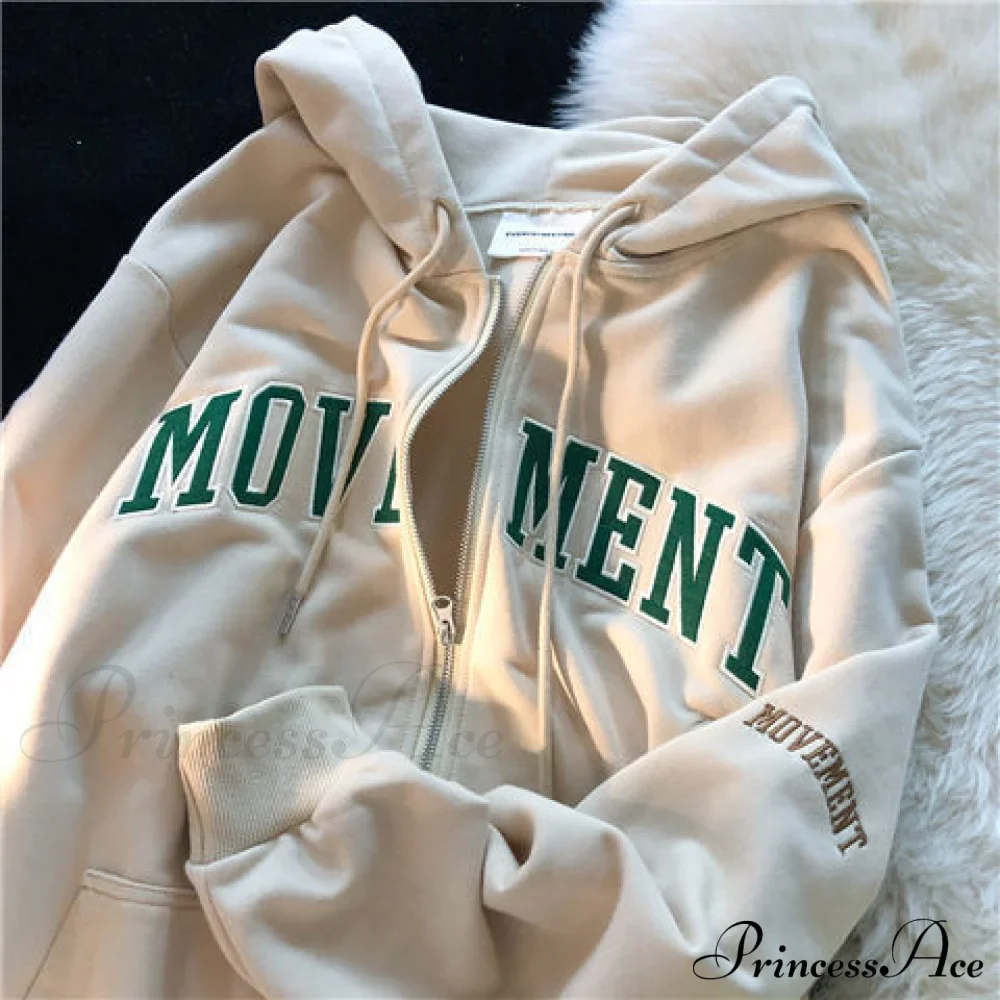 Letter Print Vintage Zip Up Oversize Jacket - Image 11