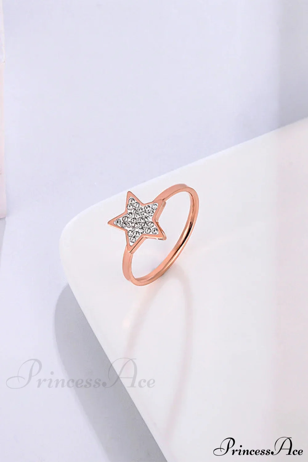 Five-pointed Star Full Diamond Titanium Steel Ring - Image 4