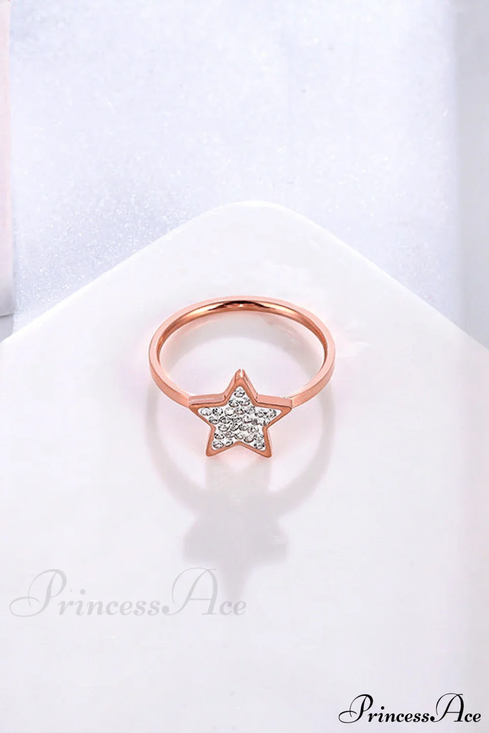 Five-pointed Star Full Diamond Titanium Steel Ring - Image 6