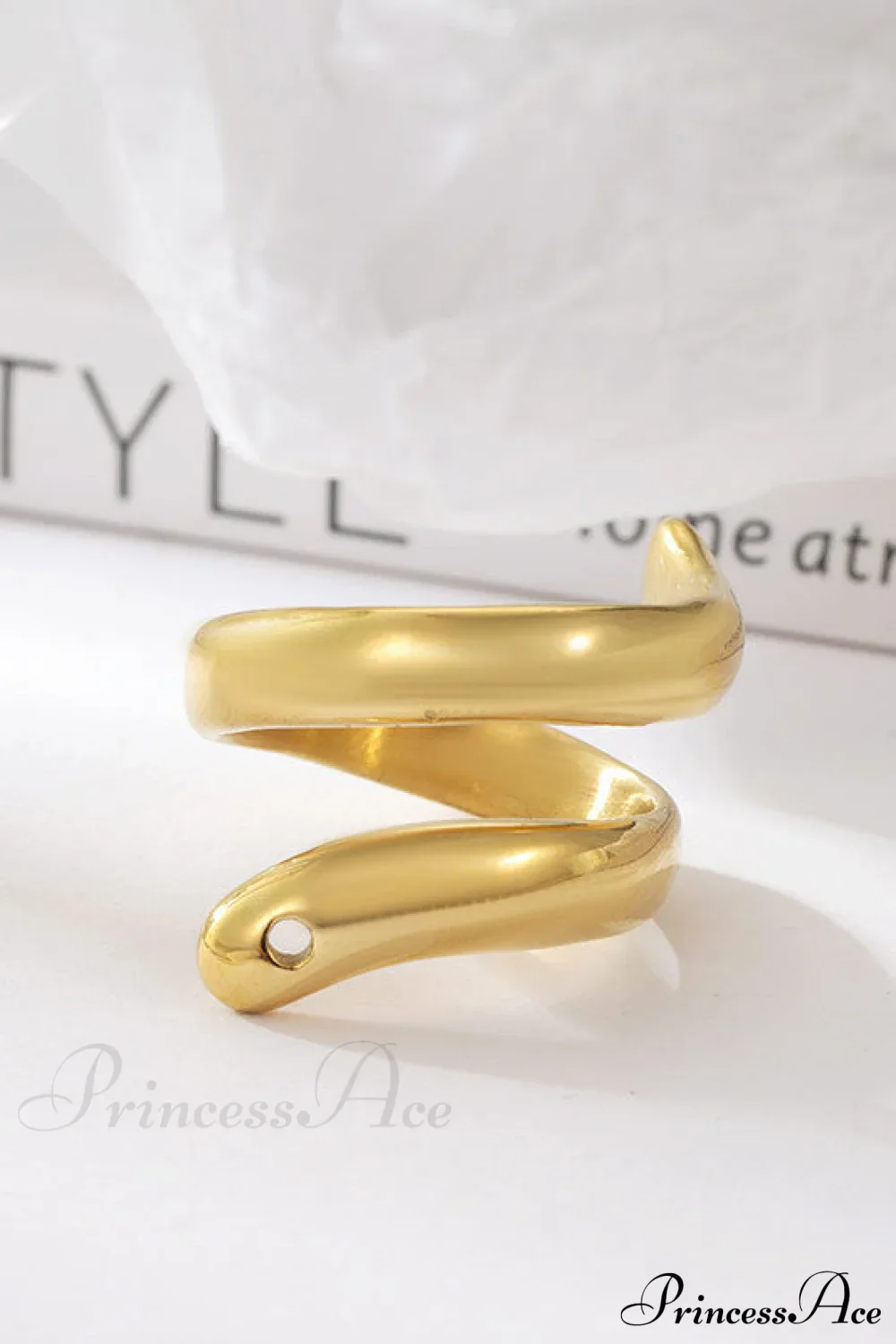 Stainless Steel Exaggerated Serpentine Cast Ring - Image 3