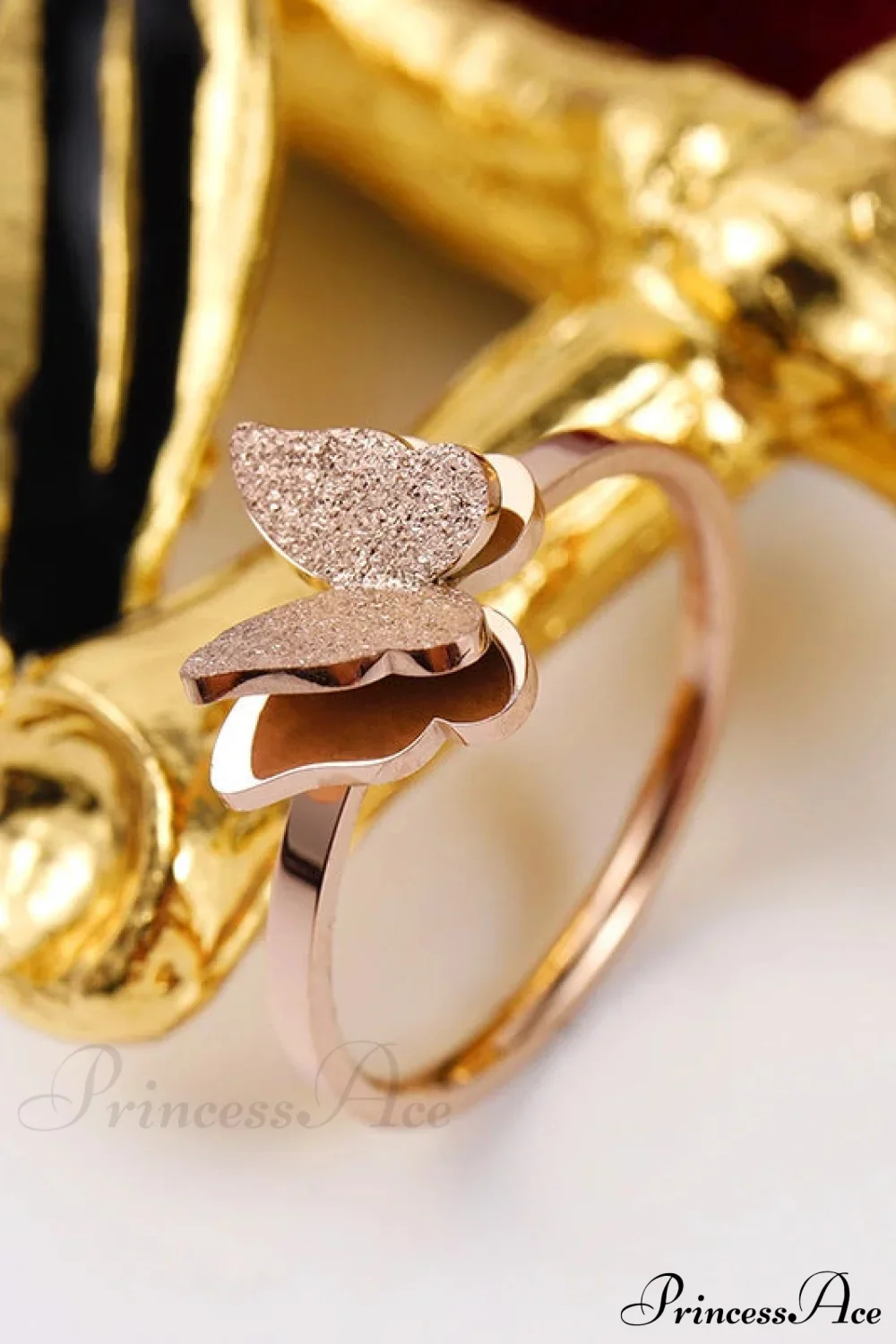 Fashion Frosted Butterfly Titanium Steel Ring - Image 3