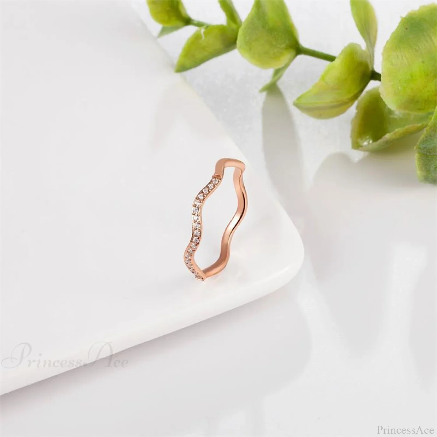 Personalized Irregular Curved Edge Rose Gold Ring - Image 6