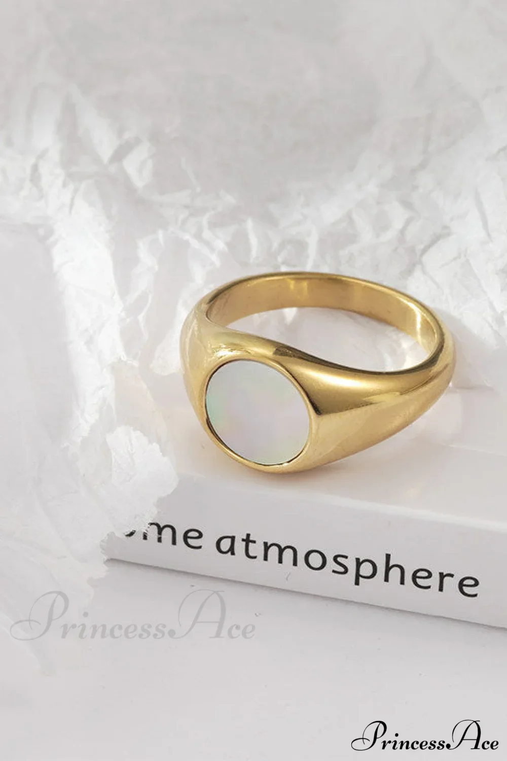 Titanium Steel Natural Opal Closed Rings - Image 2
