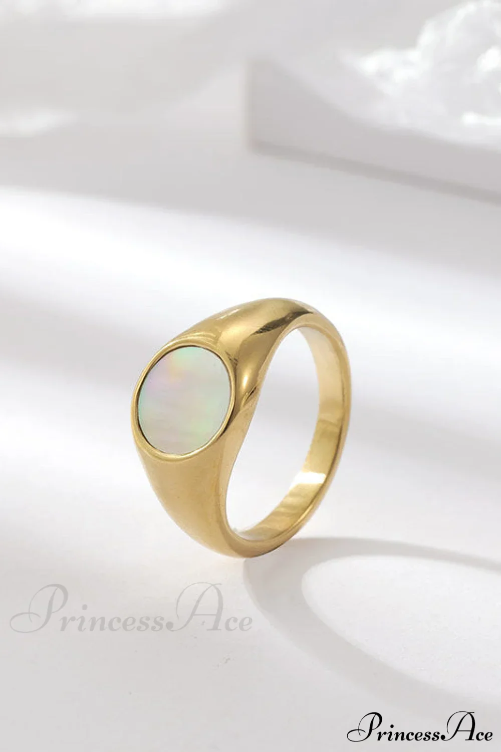 Titanium Steel Natural Opal Closed Rings - Image 4