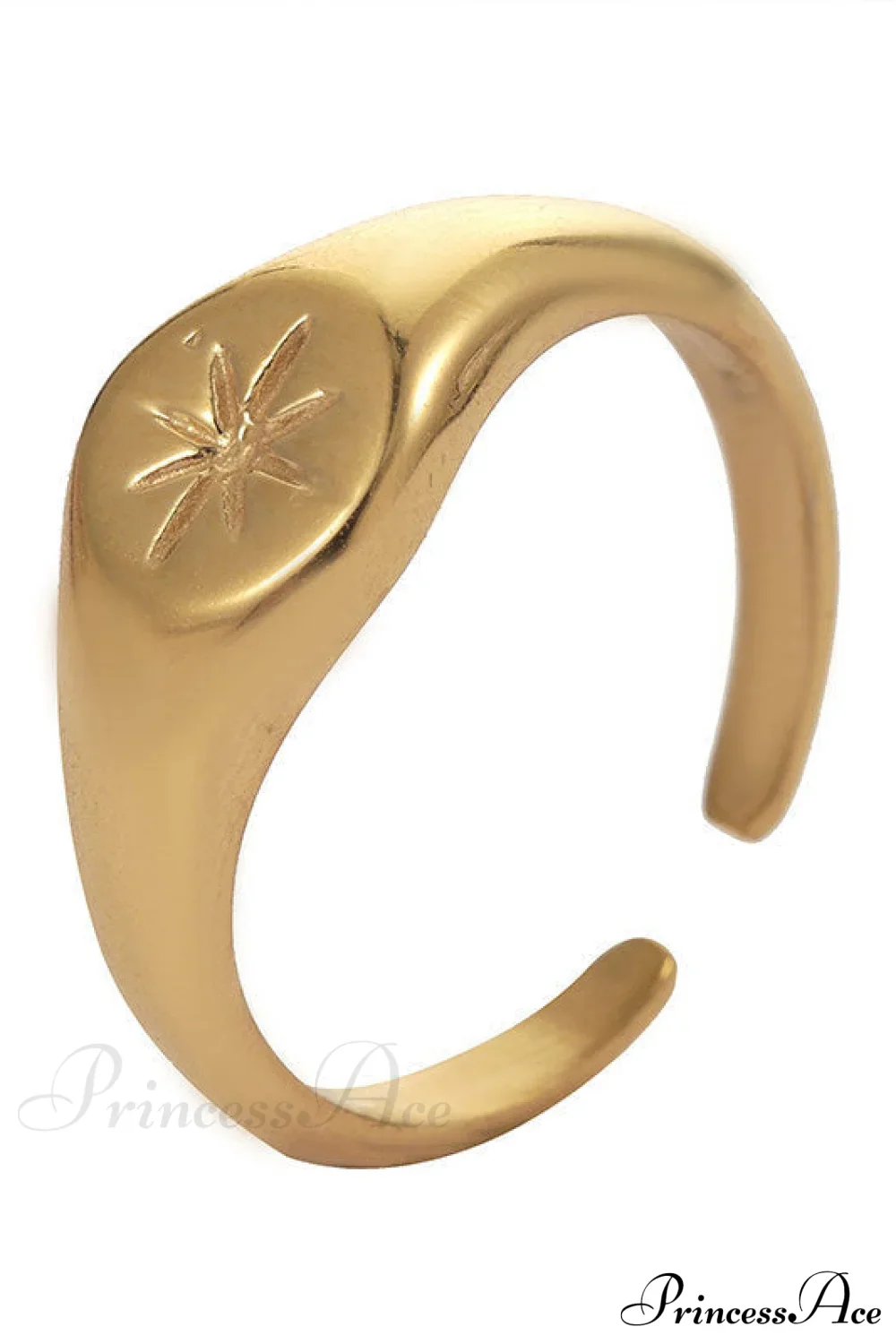 Titanium Steel Gold Plated Eight-pointed Star Rings - Image 5